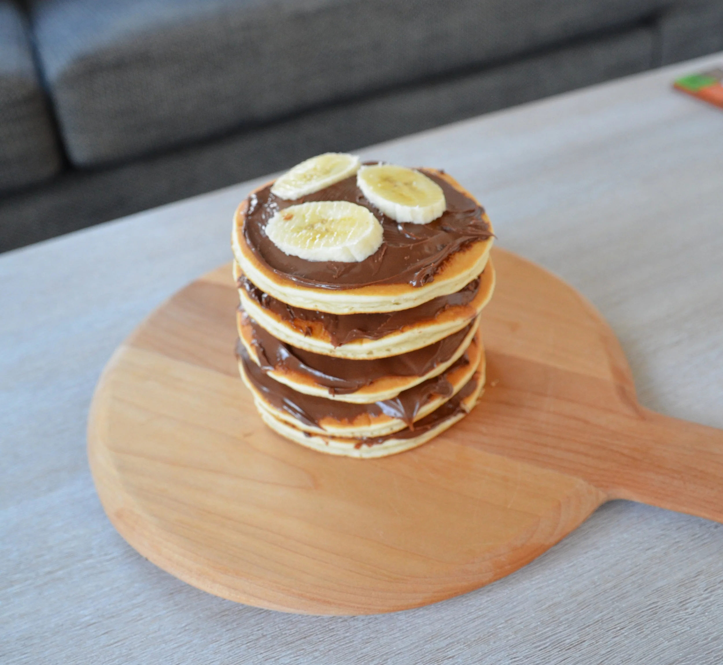 Pancakes being prepared for layering