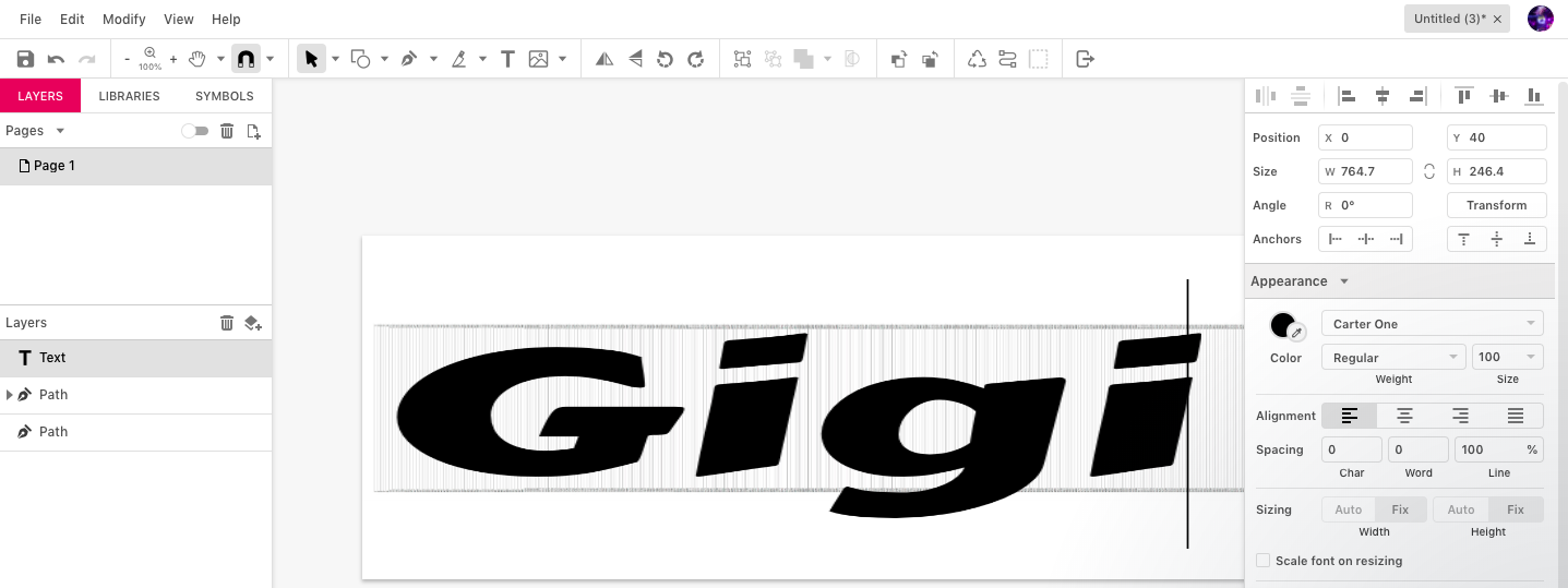 Gravit design program with template image imported