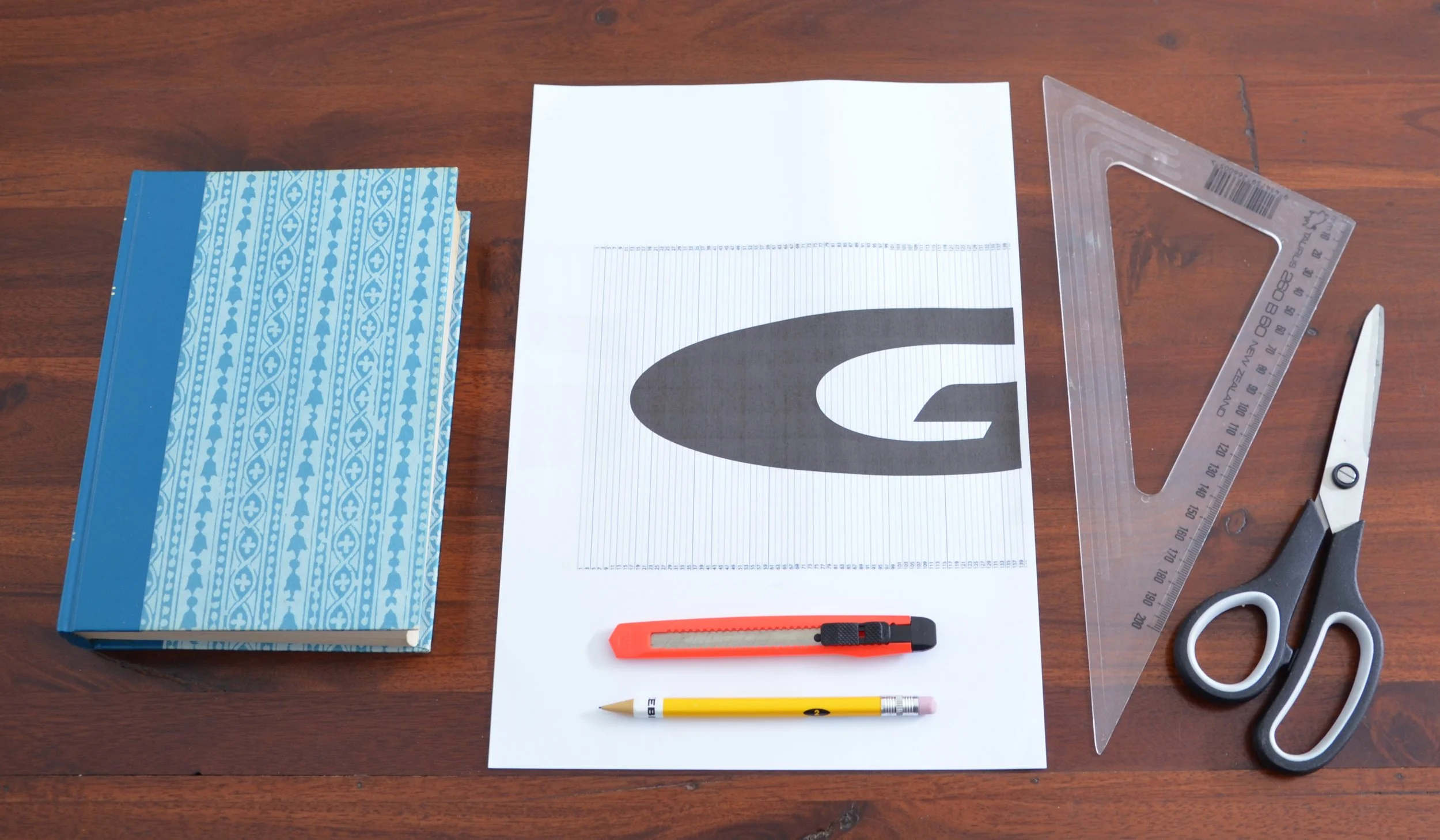 Aligning the printed template with the book pages