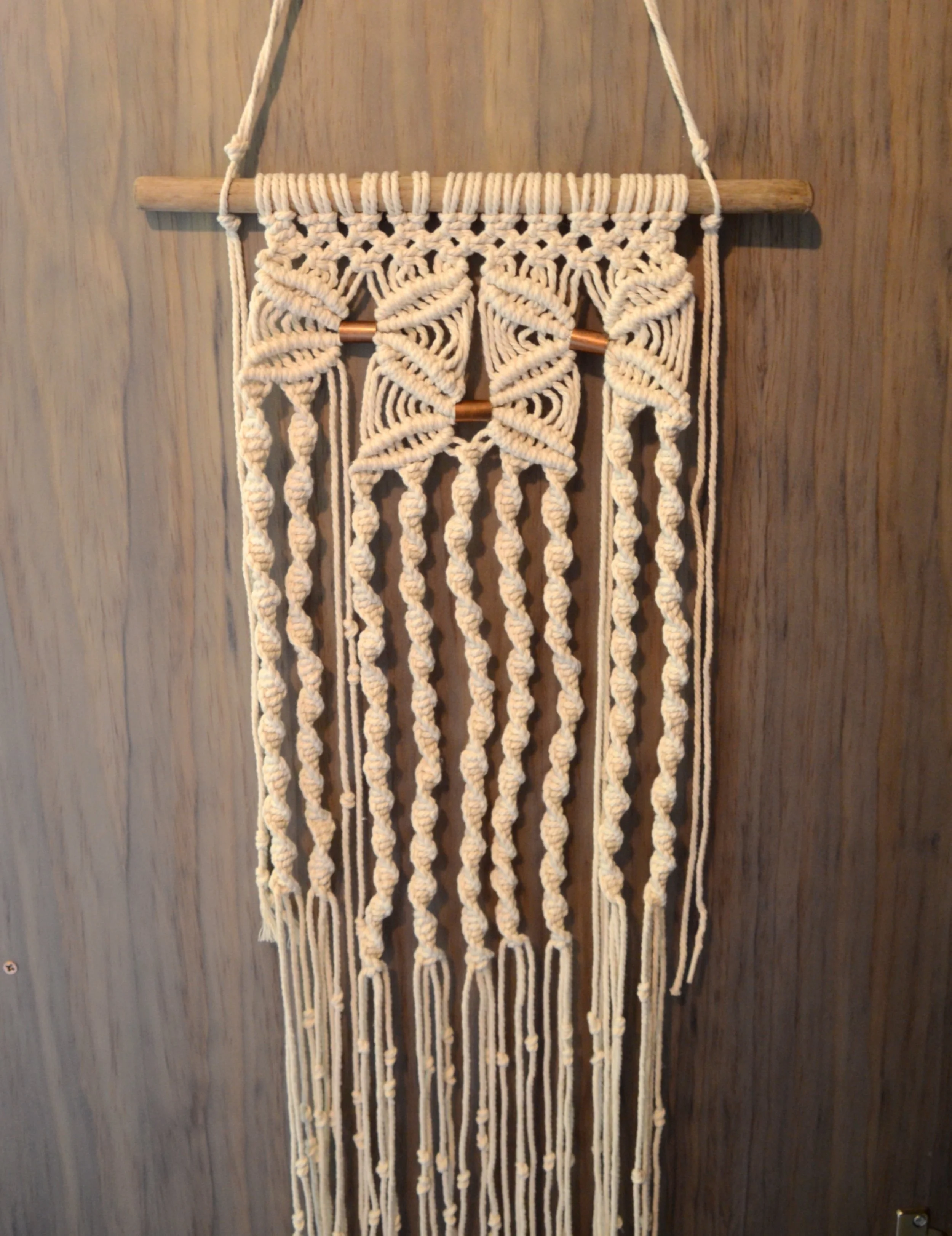 Bead Knot incorporating a wooden bead into macram&eacute; cord